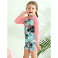 thumbnail image 3 of Esho 9T-10T Toddler Little Girls Summer Rash Guards Swimsuit Long Sleeve Swim Shirts + Swim Shorts 2Pcs Bathing Suit, 3 of 8