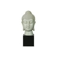 thumbnail image 1 of Resin Buddha Head with Bun Ushnisha on Base Gloss Finish Cream, 1 of 2