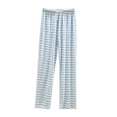 thumbnail image 5 of Women's Pajama Pants Striped Straight Leg Loungewear Drawstring High Waist Casual Pants Lightweight Soft Daily Wear, 5 of 6