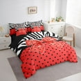 thumbnail image 3 of Homewish Kawaii Red Bow Knot Boy Girl Bedding Comforter Set 7pcs,Polka Dots Queen Bedding Sets Super Cozy,Animal Zebra Print Queen Sheet Sets,Super Cozy Room Decor,Reversible, 3 of 8