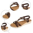 thumbnail image 5 of Rokment Boho Beach Memory Foam Wedges Dress Sandals for Women Comfortable Fashion Casual Leather Platform Low Heels Slingback Walking Summer Vacation Shoes Brown Size 8.5, 5 of 8