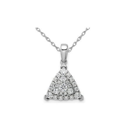1/2 Carat (Ctw) Lab-Grown Diamond Triangle Cluster Pendant Necklace in 14K White Gold with Chain for Women