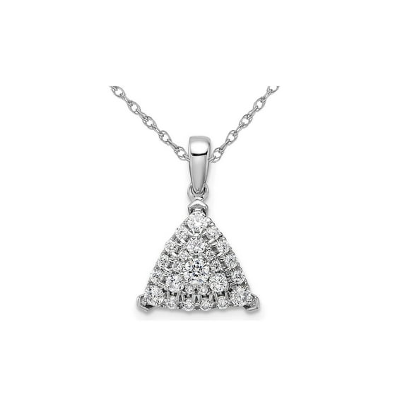 1/2 Carat (Ctw) Lab-Grown Diamond Triangle Cluster Pendant Necklace in 14K White Gold with Chain for Women