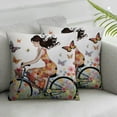 thumbnail image 2 of Shangniulu Outdoor Throw Pillow Cushion Cover, Woman Riding Vintage Romantic Bike with Spring Time Flowers in Basket Nature Image, Decorative Square Accent Pillow Case, 18" X 18"  Green and Blue, 2 of 6