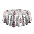 thumbnail image 5 of White Christmas Tree Pattern Round Tablecloth 60"x60",Wrinkle Wipeable Table Cloth for Kitchen Dining Room Picnic Patio Party, 5 of 6