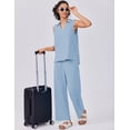 thumbnail image 4 of Pinspark Lounge Sets for Women 2 Piece Sleeveless V Neck with Side Slits Top and Nine Point Pants with Pockets Outfits Summer, 4 of 6