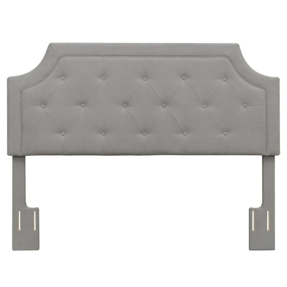 Alta Gray Microfiber Upholstered Diamond Tufted Queen Headboard
