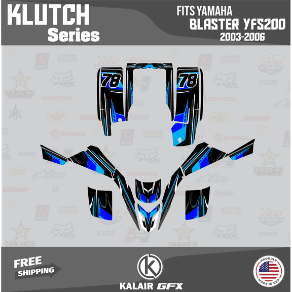 Kalair GFX Graphics Kit for Yamaha ATV BLASTER YFS 200 (2003-2006) Klutch Series