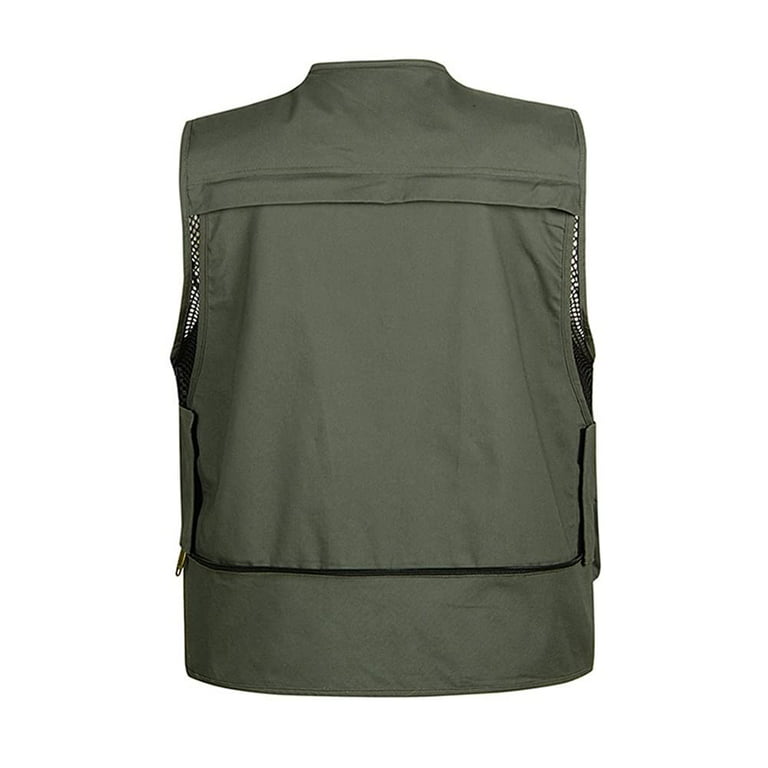 HAORUN Mens Utility Waistcoat Gilet Zip-Off Back Multi Pockets Vest Fishing  Hiking Travelling Tops 
