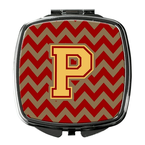 Letter P Chevron Garnet and Gold Compact Mirror