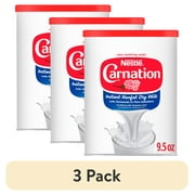 (3 pack) Nestle Carnation Instant Dry Milk Powder, Fat-Free, 9.6 oz Canister