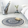 thumbnail image 1 of Rug Living Room Round Handwoven Cotton Rug Mandala Pattern Bohemian Vintage Style With Pompoms Machine Washable For Bedroom Hallway Living Room Coffee Table 60cm Flower XLS34, 1 of 2