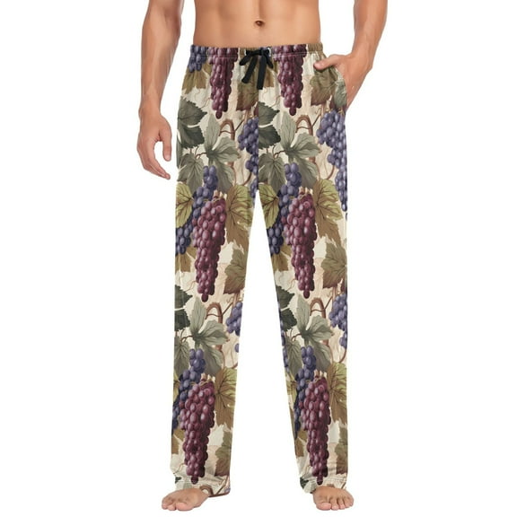 Men's Pajama Pants Grapes with Leaves Soft Long Sleep Lounge Pants L