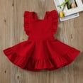 thumbnail image 2 of Baby Girls Velvet Suspender Corduroy Skirt Infant Toddler Ruffled Casual Strap Sundress Summer Outfit Clothes, 2 of 7