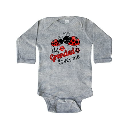 

Inktastic My Grandad Loves Me Cute Ladybugs Gift Baby Boy or Baby Girl Long Sleeve Bodysuit