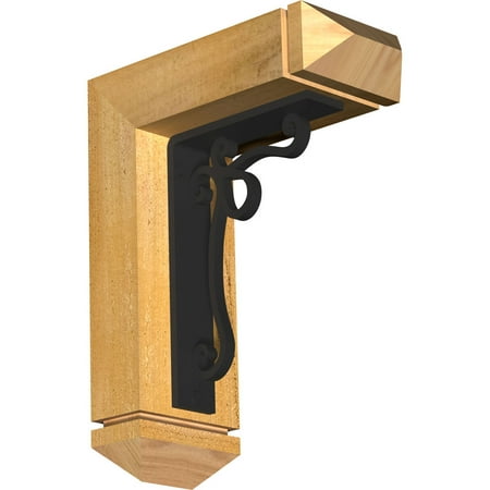 

4 W x 9 1/2 D x 12 H Orleans Arts & Crafts Ironcrest Rough Sawn Bracket Western Red Cedar (1 1/2 W x 5 1/2 D x 8 H Iron Bracket)