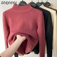 thumbnail image 5 of Fleece Lined Turtleneck Sweater Women Winter Warm Thicken Plus Velvet Knitted Pullovers Casual Slim Knitwear Long Sleeve Tops, 5 of 6