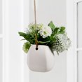thumbnail image 3 of Shisuyan 2pcs White Wall Hanging Flower Pot Ceramic Succulent Plant Potted for Home, 3 of 8