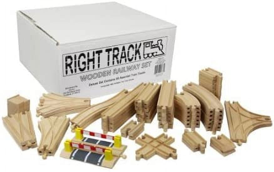 Right Track Toys Wooden Train Track Deluxe Set: 56 Premium Wood Pieces 100% Compatible with Thomas - All Tracks and No Fillers
