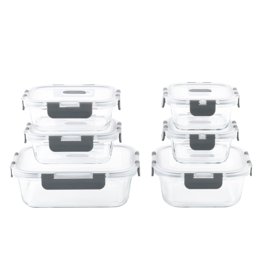 Sistema Heat and Eat Lot pour micro-ondes, 4 récipients rectangulaires pour aliments avec couvercle (2x 1,25 l + 2x 525 ml), Clips de fermeture et valves d'évacuation de la vapeur, sans BPA