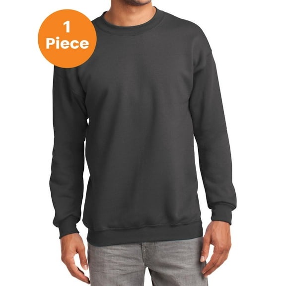 Port & Company PC90T Tall Essential Fleece Crewneck Sweatshirt, Charcoal, 3XLT, Mens Hoodies and Sweatshirts