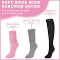 thumbnail image 3 of 4 Pairs Women Slouch Socks Soft Knee High Scrunch Slouchy Socks Knit Tube Extra Long Socks for Women, 3 of 6