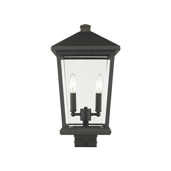 Beacon 2 Light Outdoor Post Mount Fixture Clear Beveled
