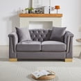 thumbnail image 6 of ChenyueFurn 62" Velvet Chesterfield Loveseat with Rolled Arms,Grey, 6 of 11