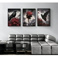 thumbnail image 3 of Gothic Canvas Wall Art Spooky Butterfly Crow Poster Prints Romantic Rose Halloween Picture Dark Goth Aesthetic Painting Wall Decor for Living Room Bedroom Office, 3 of 6
