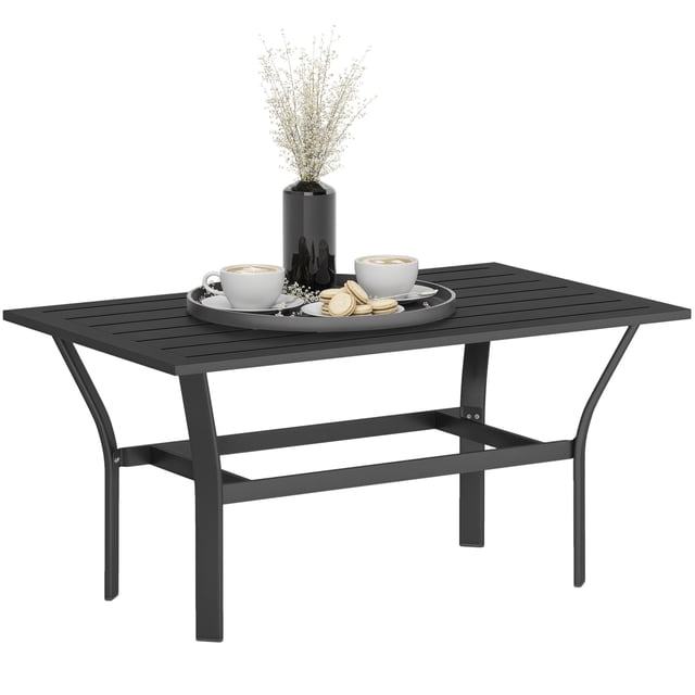 Outsunny Metal Outdoor Coffee Table, Outdoor Side Table, Black