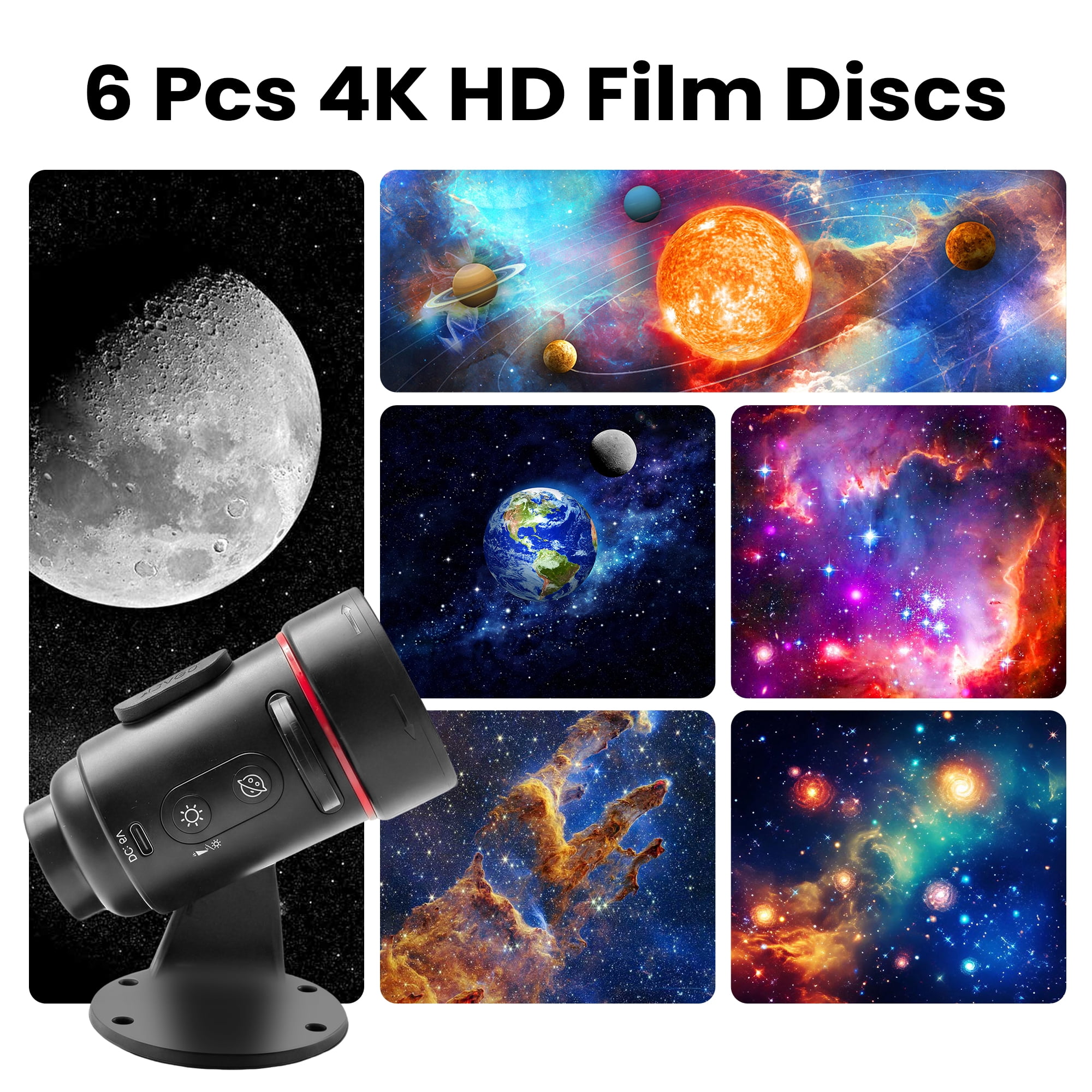 DAYBETTER 2-in-1 HD Planetarium LED Projector, Rechargeable Galaxy Light Projector with Dimmable Night Light for Kids, Room Decor