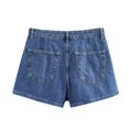 thumbnail image 4 of HH TRAF 2024 Pantalones cortos asimétricos de calle para mujer, pantalones cortos de verano con botones y bolsillos de cintura media de dos colores sólidos, de moda para mujer, 4 of 5