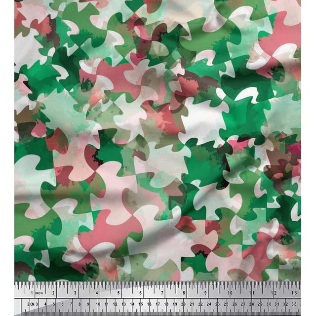 Soimoi Rayon Fabric Two Tone Camouflage Print Sewing Fabric Yard 42 Inch Wide