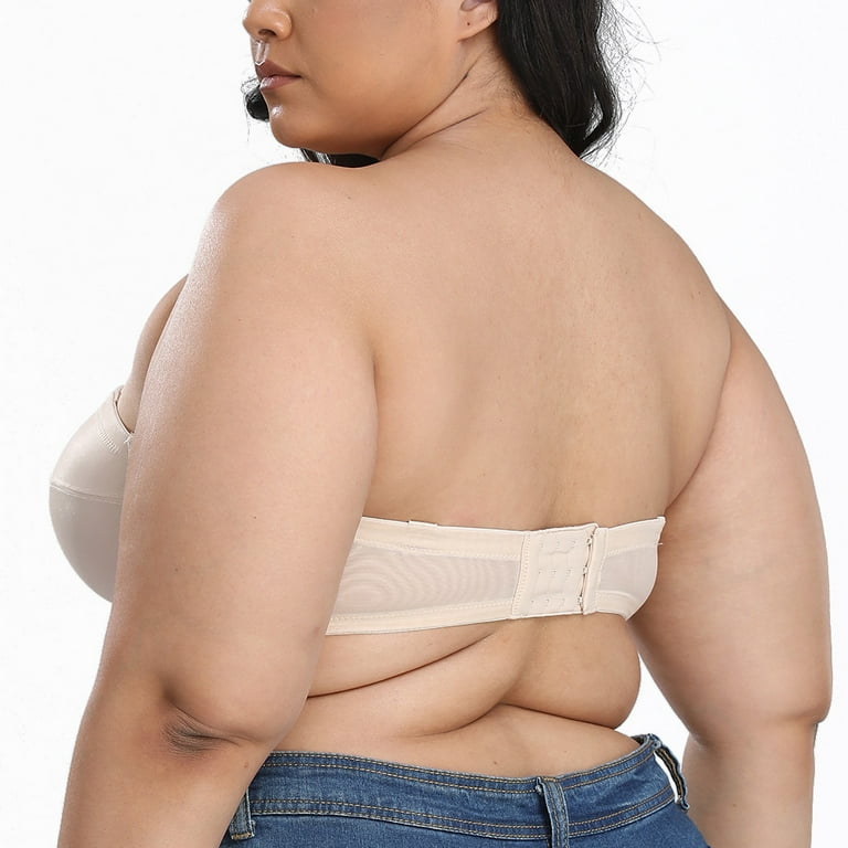 Women's Strapless Bra Plus Size Underwire Convertible Non Padded Bralette  46D 