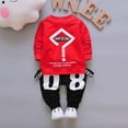 thumbnail image 2 of Xudanell 3t Boy Outfits Two Piece Set Letter Top Toddler Boy Set Printing Kid Sport Outfits 4t Boys Clothes Outdoor Red 3T, 2 of 4