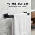thumbnail image 3 of Matte Black 5-Piece Bathroom Hardware Set with 16-Inch Towel Bar, Toilet Paper Holder, Robe Hooks, SUS304 Stainless Steel Modern Square Design, 3 of 4