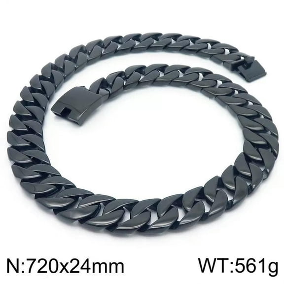 HOOUN Cool Mens Black Stainless Steel Heavy Huge Miami Cuban Chain Necklace 24mm 28''
