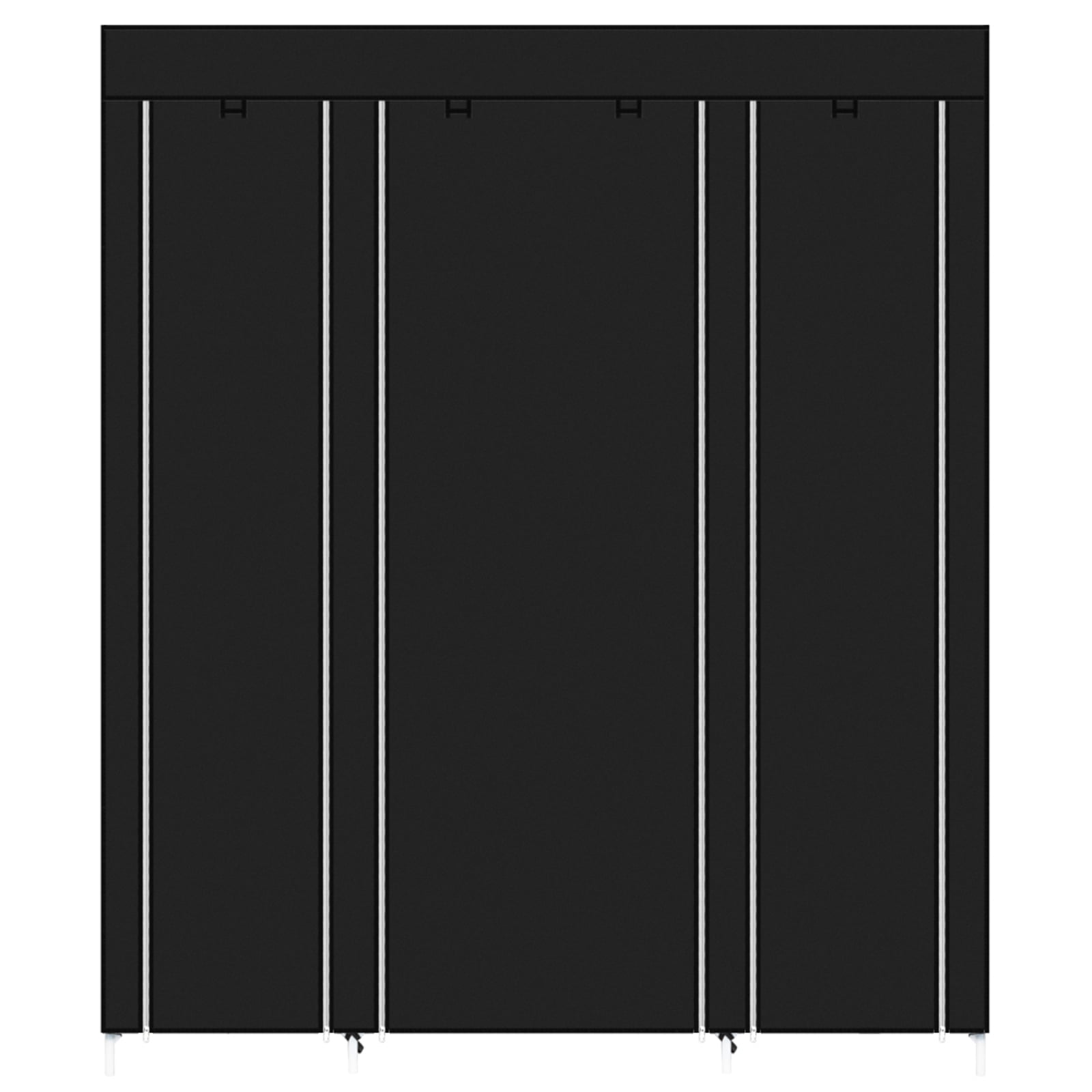 Portable Clothes Closet Wardrobe Storage Organizer with Non-Woven Fabric Quick and Easy to Assemble Extra Strong and Durable Black