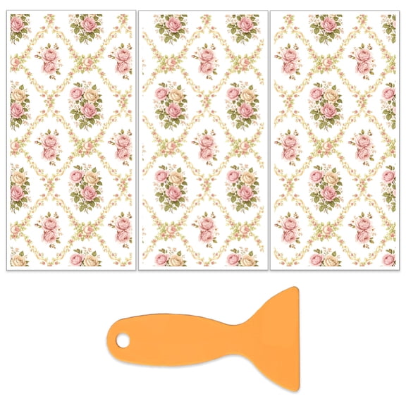 3Pcs Rose Damask Rub on Transfers for Furniture and Crafts 6x12 Inch Baroque Furniture Decals Decor Botanical Motifs Transfer Stickers