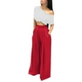 thumbnail image 2 of hirigin Women Summer Casual Wide Leg Pants Solid Color High Waist Mast Trousers Loose Fit Ruched Maxi Pants (White, XL), 2 of 6