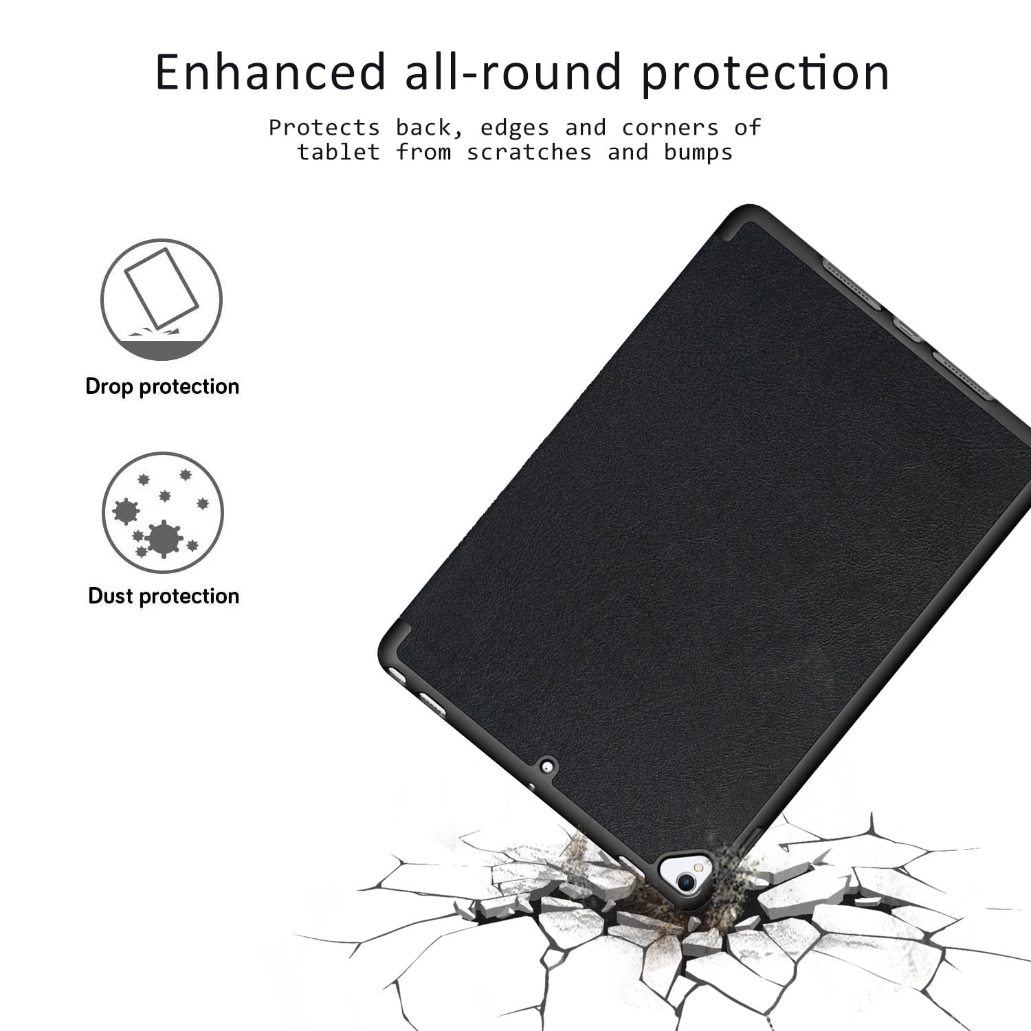 Allytech iPad 10.2 Case with Pencil Holder, iPad 8th 7th Generation Case Cover, Ultra Slim Folding Stand Smart Shell Auto Sleep Wake Shockproof TPU Back Cover for Apple iPad 10.2, Black