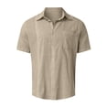thumbnail image 3 of Yoodem Mens Shirts Men's T-shirts Mens Cotton Slimming Temperament Pocket Buckle Lapel Short Sleeve Shirt Shirts for Men Khaki L, 3 of 4