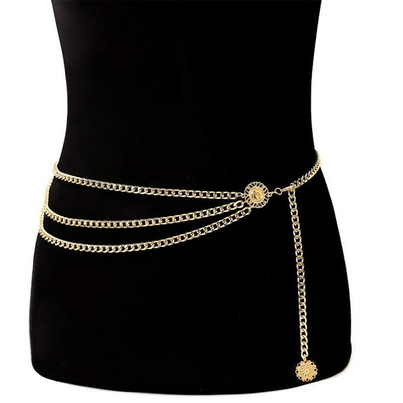 Women Long Tassel Waist Chain Belt Multilayer Body Belly Chain for Dress