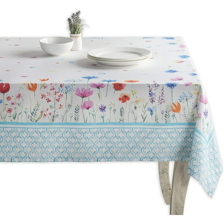 

Hermine Table Cover 60 x120 Decorative Washable Rectangle Tabletop Easter Tablecloths for Kitchen Party Wedding Restaurant & Camping Flower in The Field - Spring/Summer