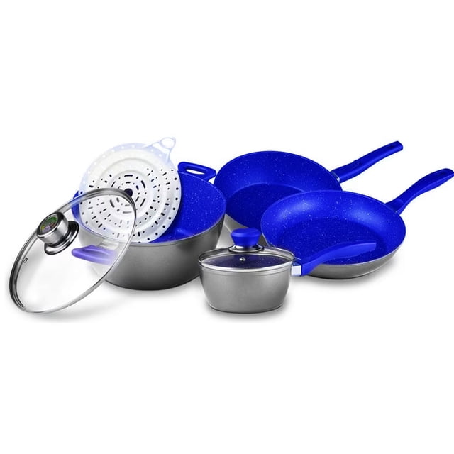 Juegos de Sartenes Grande Flavor Stone Set Azul 7 pzs Mango removible