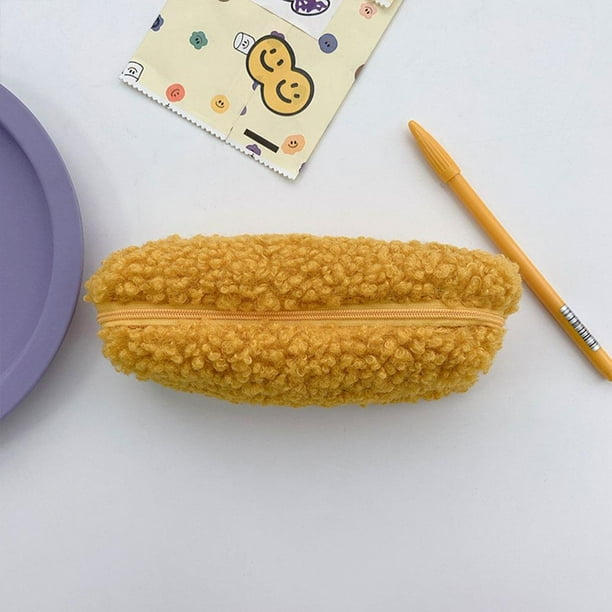 Estuche para bolígrafos de felpa para almacenamiento de artículos de papelería organizador de lápices escolares para estudiantes (amarillo) Sywqhk Libre de BPA
