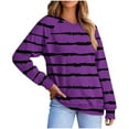 thumbnail image 2 of Abomasnow Plus Size Tops for Women Casual Long Sleeve Shirts for Women Fall Winter Stripe Print V Neck Pullover Tees S-5XL, 2 of 5