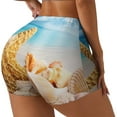 thumbnail image 2 of Sigee Beach Starfish Shell Print Women's High Waist Workout Shorts - Squat Proof, Tummy Control, Yoga and Gym Activewear-X-Large, 2 of 9