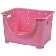 thumbnail image 1 of Basicwise Bacs de Rangement Empilables en Plastique, Rose (QI003215P), 1 of 3