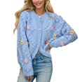 thumbnail image 4 of Cardigan Sweaters for Women Flower Embroidery Long Sleeve Button Knitted Sweater Coat Jacket Womens Cardigan Sweaters, 4 of 8